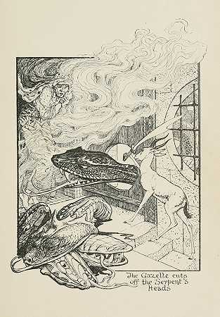 羚羊砍掉了蛇的头`The Gazelle cuts off the Serpentes Heads (1906) by Henry Justice Ford