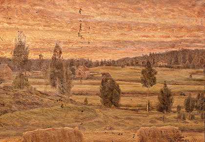 夜景`Evening Landscape (1897) by Herman Norrman