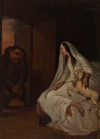 埃斯梅拉达和卡西莫多`Esmeralda et Quasimodo (19th Century) by Antoine Johannot