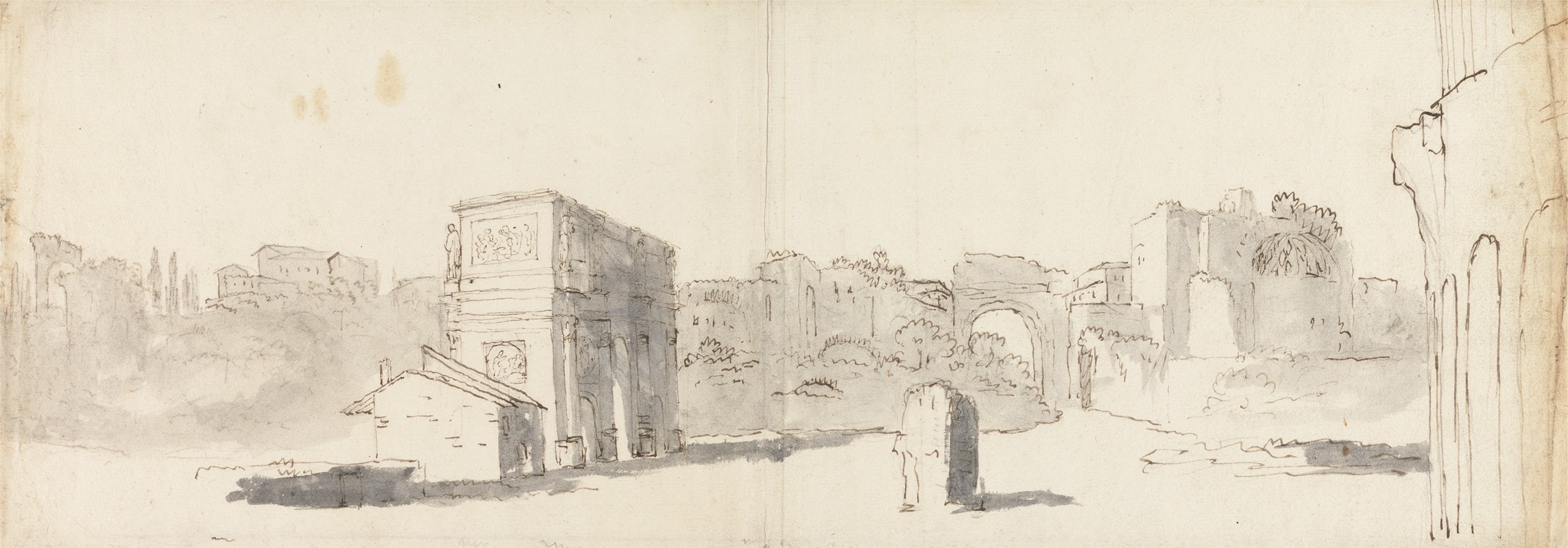 罗马，君士坦丁拱门和其他遗迹的景观`Rome, A View of the Arch of Constantine with Other Ruins by James Barry