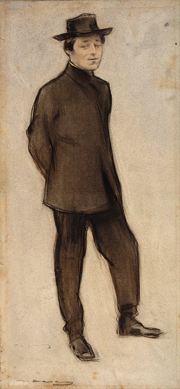 伊西德雷·诺内尔肖像`Portrait of Isidre Nonell (1897~1899) by Ramón Casas