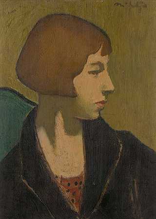 穿黑夹克的女人`Woman in black jacket (circa 1917) by Raymond McIntyre