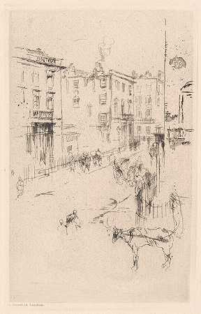 伦敦的一条街`A Street in London (1885) by James Abbott McNeill Whistler