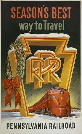 第季It’这是最好的旅行方式。宾夕法尼亚铁路公司`Seasons best way to travel. Pennsylvania Railroad (ca. 1955)