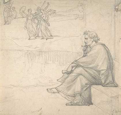 穿古典服装的男性形象`Male figure in classical costume (1845–83) by Gustave Doré