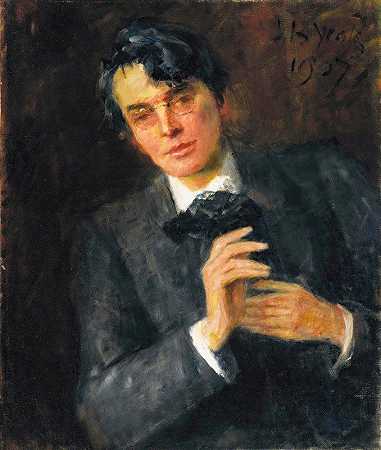 威廉·巴特勒·叶芝肖像`Portrait Of William Butler Yeats (1907) by John Butler Yeats