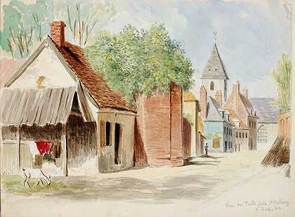 圣瓦莱里，圣维尔维尔街`Rue du Puits Sale, St. Valery (1862) by Miner Kilbourne Kellogg