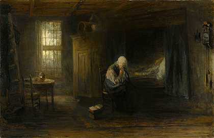 ;孤独的世界`Alone in the Worl (1878) by Jozef Israëls