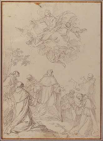 圣母玛利亚将这种习惯带给奴隶秩序的七位创始者`The Virgin Bringing the Habit to the Seven Founding Fathers of the Servite Order (1671–1749) by Donato Creti