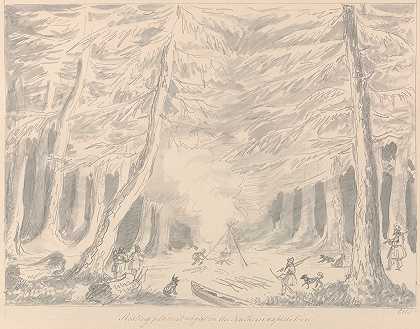 北伐队夜间休息的地方`Resting Place at Night in the Northern Expedition by Charles Hamilton Smith