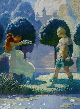 奥吉尔和莫加纳`Ogier And Morgana (1924) by N. C. Wyeth