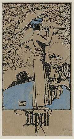 四月`April (1906) by Charles Buckles Falls