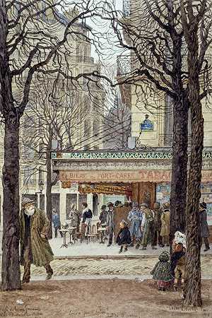 Gassendi街和缅因大道（巴黎第十一大道）。`Angle de la rue Gassendi et de lAvenue du Maine (XIVº Paris). (1918) by Félix Brard