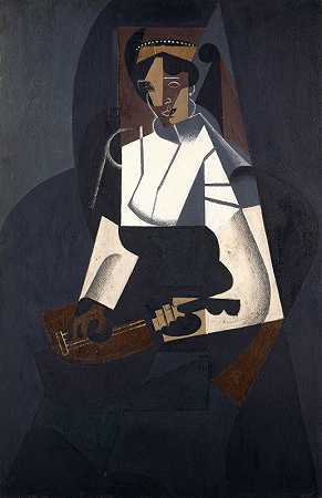 有曼陀林的女人`Woman with Mandolin (1916) by Juan Gris