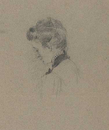 女人的肖像`Portrait of a Woman by John Ferguson Weir