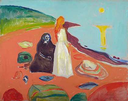 岸上的两个女人2`Two Women on the Shore II (1933–35) by Edvard Munch