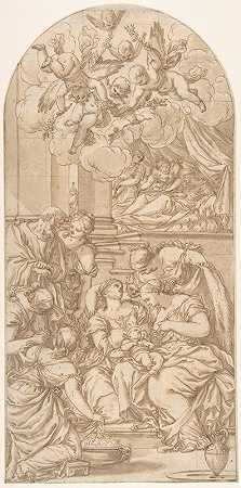 圣约翰浸信会的诞生`Birth of St. John the Baptist (17th century) by Valentin Lefebvre