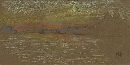 里瓦日落红色和金色`The Riva—Sunset; Red and Gold (1879–80) by James Abbott McNeill Whistler