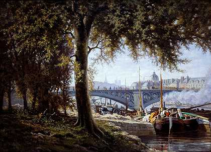 圣父之桥`Le Pont des Saints~Pères (1860) by Alfred Alexandre Delauney