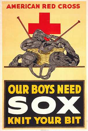 我们的孩子需要sox，织好你的衣服`Our boys need sox, knit your bit (1918)