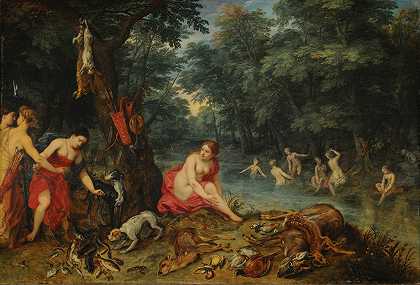 仙女沐浴`Nymphs bathing (1585~1625) by Jan Brueghel The Elder