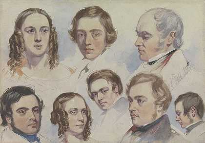 家庭肖像`Family Portraits (1838) by Richard Dadd