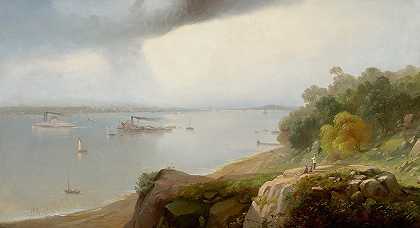 从霍博肯城堡角俯瞰纽约`A View of New York from Castle Point, Hoboken (1870) by Andrew Melrose