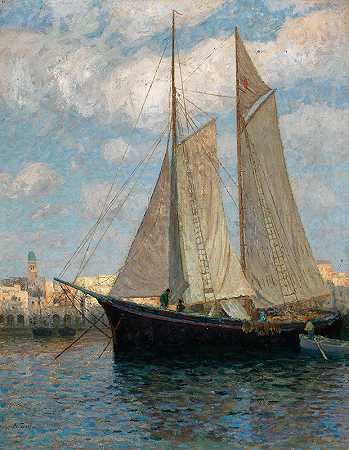 Chioggia港的船只`Ships in the Harbour of Chioggia by Alfred Zoff