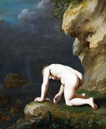 女神卡利普索拯救了尤利西斯`The Goddess Calypso rescues Ulysses (1630) by Cornelis van Poelenburgh