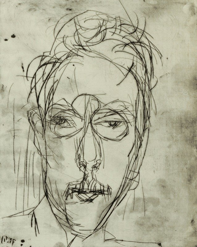 谢弗一世肖像`Portrait Schaeffer I (1925) by Albert Müller