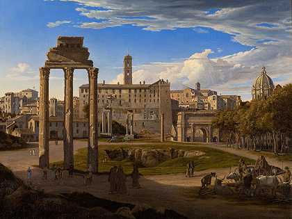 罗马论坛朝向国会大厦的视野`View Of The Forum Romanum Towards The Capitol (1825) by Johann Heinrich Schilbach