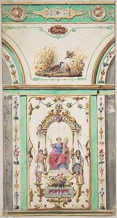 面包房粉刷墙面装饰设计`Design for Painted Wall Decoration for a Bakery (19th Century) by Jules-Edmond-Charles Lachaise