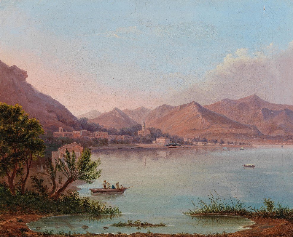 科摩湖风景`A View of Lake Como by Heinrich Jaeckel