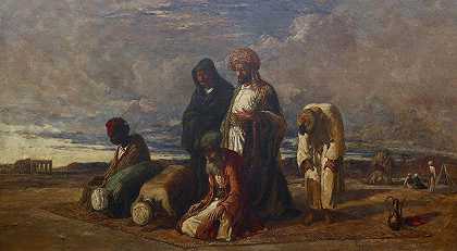 在沙漠中祈祷`Prayers In The Desert (1840~1849) by William James Müller