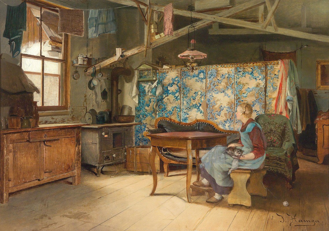 苏黎世农民室内`Bauerninterieur Zürich (1899) by Johann Hamza