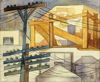 户外脚手架`Outdoor Scaffolding (1928) by Fermín Revueltas