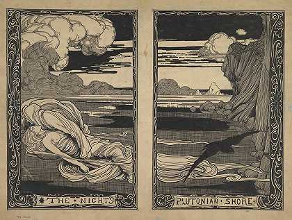 ;夜晚南部深成岩体海岸乌鸦`The Nights Plutonian Shore; The Raven (1909) by William Heath Robinson