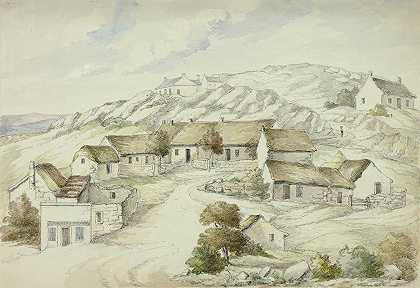 岩石上的基尔肯尼村`Kilkenny Village from the Rocks (1843) by Elizabeth Murray