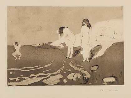 洗澡的女人`Bathing Women (1895) by Edvard Munch