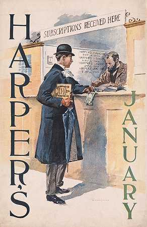 哈珀一月`Harpers January (1894) by Edward Penfield