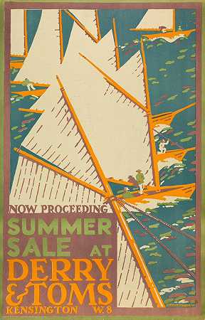 德里和汤姆的夏季大减价s、 伦敦`Summer Sale at Derry and Toms, London (1919) by Edward McKnight Kauffer