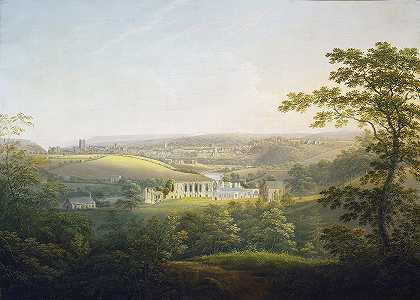伊斯比修道院，里士满附近`Easby Abbey,near Richmond (c. 1821~1854) by George Cuitt the Younger