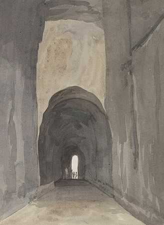 波佐利海岸的克里塔那不勒斯洞穴（Grotta di Posillipo）入口`Ingang van grot Crypta Neapolitana (of Grotta di Posillipo) aan de kust van Pozzuoli (1778) by Abraham-Louis-Rodolphe Ducros