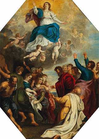 圣母的假设`The Assumption of the Virgin by Circle of Peter Paul Rubens