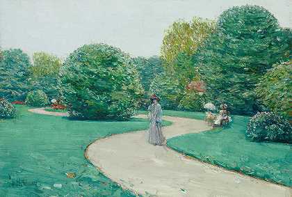 巴黎蒙索公园`Parc Monceaux, Paris (circa 1888~89) by Childe Hassam