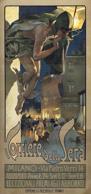 米兰晚邮报`Corriere Della Sera – Milano (1898) by Adolfo Hohenstein