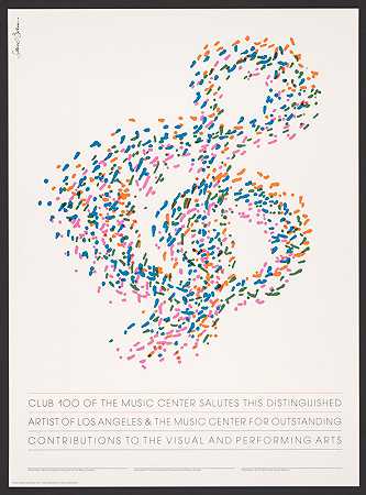 音乐中心100俱乐部向这位杰出的艺术家致敬。。。`Club 100 of the Music Center salutes this distinguished artist… (1980~1990) by Saul Bass