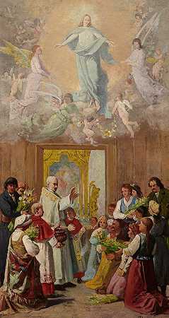 药草夫人的盛宴`Feast of Our Lady of Herbs (1890) by Antoni Gramatyka