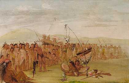 苏族宗教仪式中的自我折磨`Self~Torture In a Sioux Religious Ceremony (1835~1837) by George Catlin