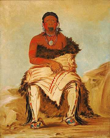 Lá-Shah Le Stáw-Hix，男性首领，共和党人波尼`Lá~Shah~Le~Stáw~Hix, Man Chief, a Republican Pawnee (1832) by George Catlin